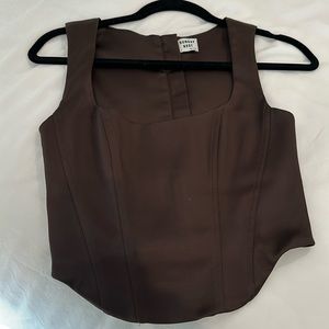 Aritzia satin bustier top in brown